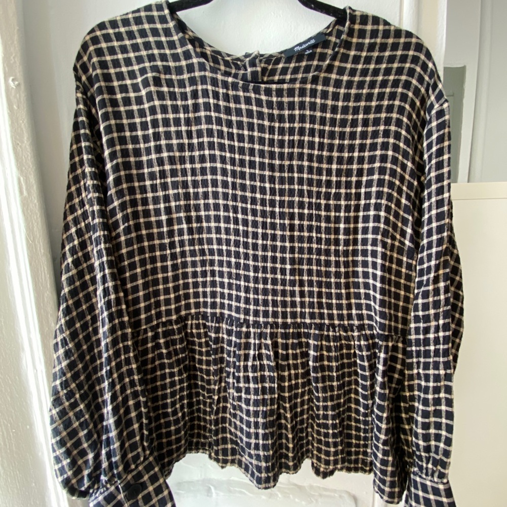 Madewell Peplum Plaid Top